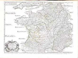 Nicholas Sanson's first map of ancient Gaul was made in 1618 when he was only 18.