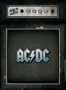 Black amp, with a square. Inside  are the words "AC/DC".