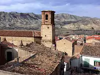 Tower of the 16th century Asunción church - Sierra del Tormo.