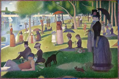 Georges Seurat used a new pigment, zinc yellow, in the green lawns of A Sunday Afternoon on the Island of La Grande Jatte (1884–86). He did not know that the paint would quickly deteriorate and turn brown.