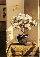 Jessica Hayllar, A Sunny Corner, 1909, oil on board, Private Collection.