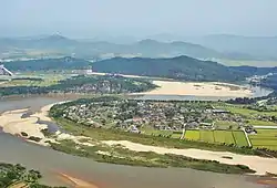 An aerial view of Hahoe Folk Village