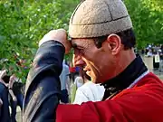 A man wearing a traditional Svan hat.