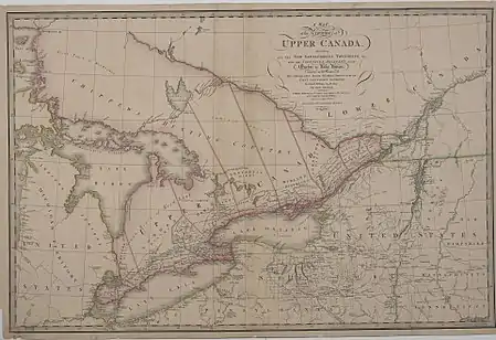 Map of Upper Canada Identifying its districts, counties and townships (1818)