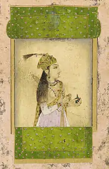 A noble lady, Mughal dynasty, India. 17th century. Color and gold on paper. Freer Gallery of Art F1907.219.