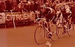 Eddy Planckaert winning 1985 Dwars door België in Waregem (collection KOERS. Museum of cycle racing)