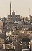 The craggy topography with the mosque in view