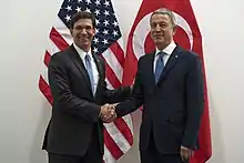 26 June 2019 Turkish Defense Minister Hulusi Akar with Acting U.S. Secretary of Defense Mark Esper;