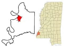 Location of Natchez in Adams County