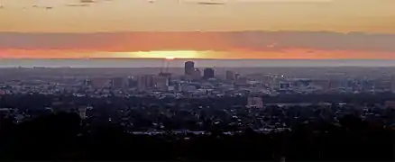 View of Adelaide from the surrounding Adelaide Hills.