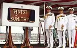 Admiral RK Dhowan, Chief of the Naval Staff, unveiling the plaque of INS Sumitra along with Vice Admiral Satish Soni, FOC-in-C, East and Ships Commanding officer Commander MM Mokashi