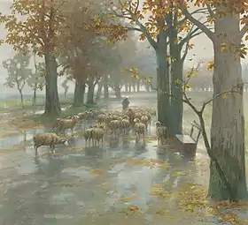 Flock of Sheep on a Rainy Day