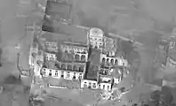 Remnants of the cathedral after its collapse. The aerial photo was taken 2 days after the earthquake of Tuesday, 12 January 2010.