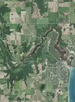 Mouth of the river into Lake Michigan, taken June 27, 2020