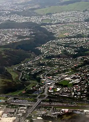 Porirua East and Rānui Heights, with Cannons Creek and Waitangiru in the distance