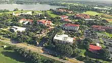 Aerial view of the Abbey and University