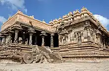 A highly decorated stone Hindu temple