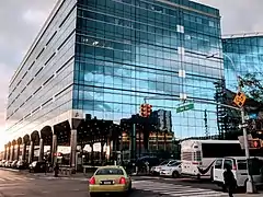 Exterior of the AirTrain station building at Jamaica station