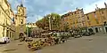 Flower market on Place de l'Hôtel de Ville and the Clock Tower in Aix-en-Provence.