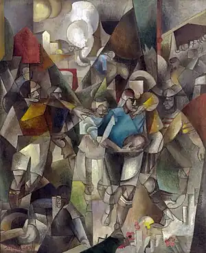 Albert Gleizes, 1912–13, Les Joueurs de football (Football Players), oil on canvas, 225.4 x 183 cm, National Gallery of Art, Washington D.C.