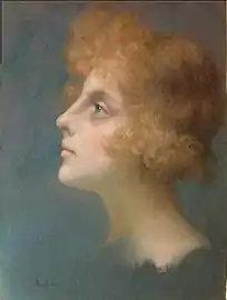 Portrait of a redheaded woman in profile, 1935, Pastel on cardboard, 39.5X30