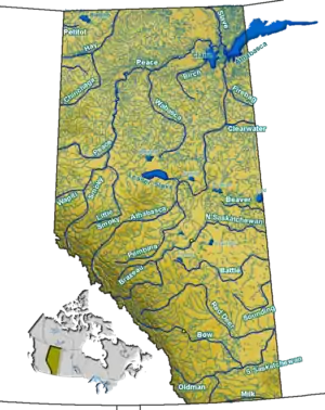 Rivers and lakes in Alberta