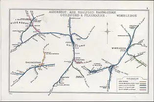 A 1912 Railway Clearing House map of lines around North Camp railway station