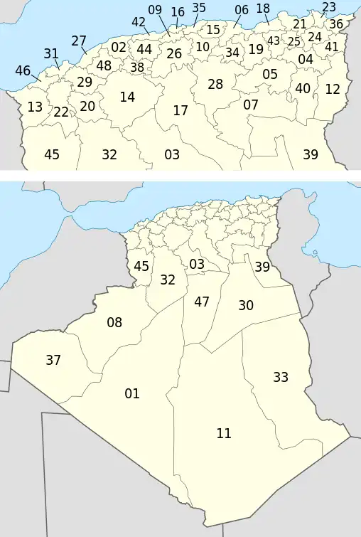 A map of the provinces of Algeria