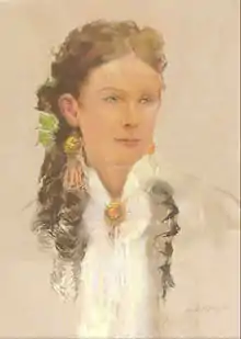 A pastel drawing of Alice Littlefield as a young southern belle.