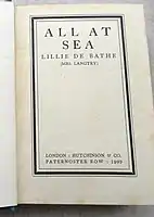 All at Sea, Langtry's only novel