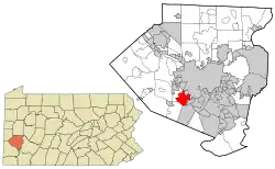 Location in Allegheny County and in Pennsylvania