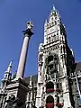 Town Hall and the Mariensäule on the Marienplatz