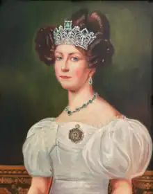 Empress Amélie wearing the insignia of the Order. It was established by Pedro I to commemorate his marriage to her