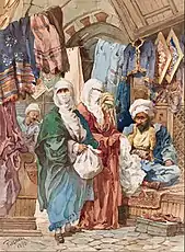 The Silk Bazaar by Amedeo Preziosi, late 19th century