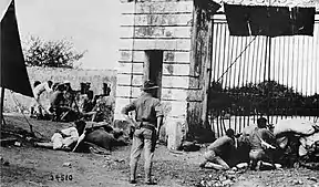 American Marines in 1915 defending the entrance gate in Cap-Haïten