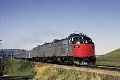 EMD E9 "A" and "B" units with the San Joaquin in 1974.