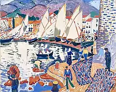 André Derain, 1905, Le séchage des voiles (The Drying Sails), oil on canvas, 82 × 101 cm, Pushkin Museum, Moscow. Exhibited at the 1905 Salon d'Automne