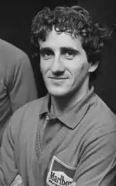 Black and white photo of Prost