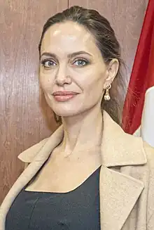 A headshot of Angelina Jolie at the U.S. Department of State in Washington, D.C., on March 17, 2022