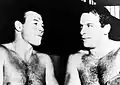 Romani (left) with the Olympic swimmer Carlo Pedersoli (aka Bud Spencer)