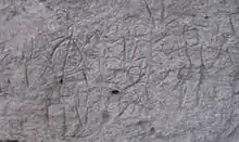 Petroglyphs on a rock wall found in the Sierra Madre mountain range, Rizal, Philippines