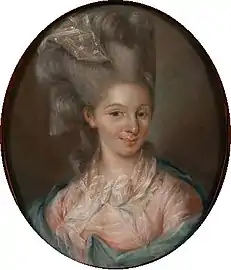 Anne-Marie Lambrechts (1753–1781), wife of Jean-Baptiste III van Dievoet (1753–1781) (pastel 1774)