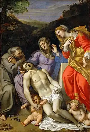 Pietà with Saint Francis and Saint Mary Magdalene, Annibale Carracci