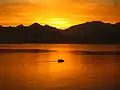 Antalya with the sunset and mountains in the west