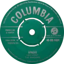 One of A-side labels of UK single