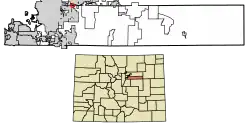 Location of the Aetna Estates CDP in Arapahoe County, Colorado