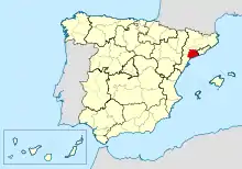 The Archdiocese of Tarragona in red.