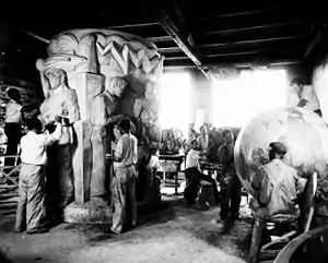 WPA artists working on Light Dispelling Darkness (1937)