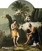 Argus Guarding Io Who Has Been Transformed into a White Heifer Jacopo Amigoni  (18th century)