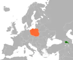 Map indicating locations of Armenia and Poland